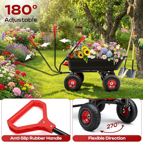 Garden Dump Cart Wheelbarrow 900 Lbs, Heavy Duty Yard Wagon