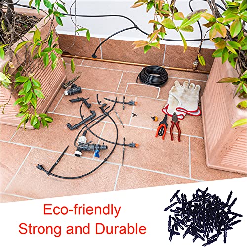 1/4 Inch Drip Irrigation Fittings Kit, 130 Pieces Drip Irrigation Parts for 1/4" Irrigation Tubing for Garden Lawn, Drip Line Barbed Connectors - 60 Couplings, 40 Tees, 20 Elbows, 10 End Plugs - size: 4/7mm Drip Fittings Set-130P