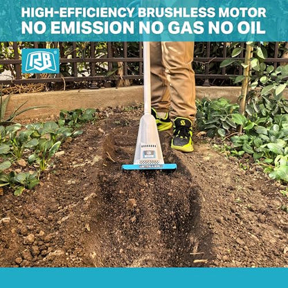 RB 40V Cordless Tiller Cultivator with Battery for Narrow Garden Areas