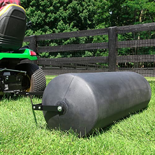 Brinly 485 lb. Tow Behind Poly Lawn Roller with Easy Turn Plug, 18 by 48" - color: Flat Black
