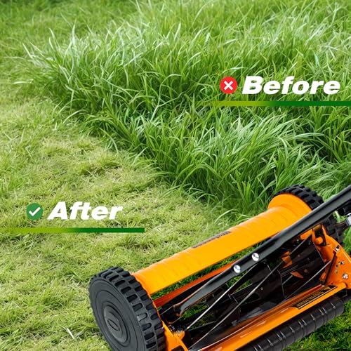 Walensee 16-Inch Manual Lawn Mower, 5-Blade Push Reel, 4 Heights - size: 16-Inch No Catcher