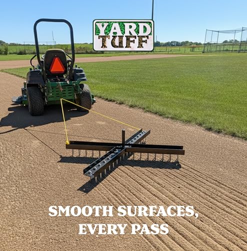 Yard Tuff Cross Drag Leveling Equipment w/ 60 Steel Spikes, Heavy-Duty Steel Frame, Black – ATV/UTV Tow or Hand-Pulled Leveler with Weight Post for Field, Driveway, Baseball Infield and Lawn