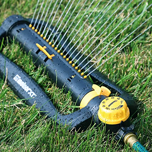 Melnor 65133AMZ XT Turbo Oscillating Sprinkler W/Timer, 4,000 sq. ft., Quick Connect Bundle, 2-Way Adjustable, Black, Yellow - size: 2-Way Adjustable, style: With Timer