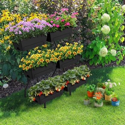 Raised Garden Beds Outdoor with Planter Boxes Vertical Raised Bed with Legs - color: Black