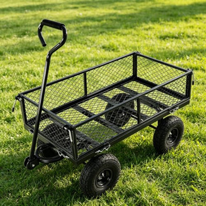 KEIKI Heavy Duty 660 Lbs Capacity Mesh Steel Garden Cart - color: Black