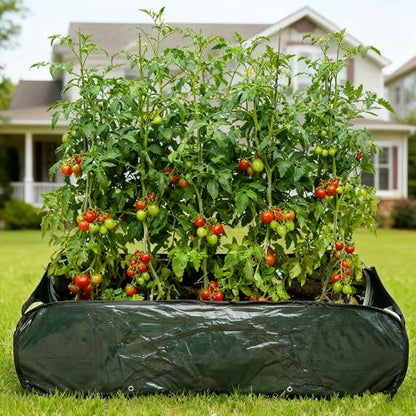 EBaokuup 47 x 24 x 12 Inch PE Pop-up Rectangular Planting Bag, Wire Support Rectangle Plant Growing Bag, UV Protected Rectangular Planter Bed for Garden Vegetable Flowers Fruit