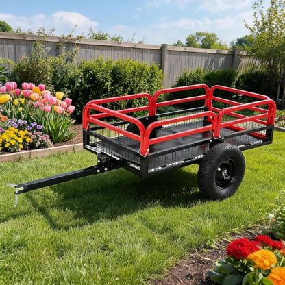 1500 Lbs Heavy Duty Steel Dump Cart - color: Red