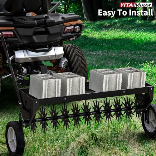 YITAMOTOR 40in Tow Behind Spike Aerator, Lawn Plug Aerator Soil Penetrator