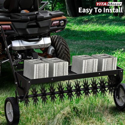 YITAMOTOR 40in Tow Behind Spike Aerator, Lawn Plug Aerator Soil Penetrator
