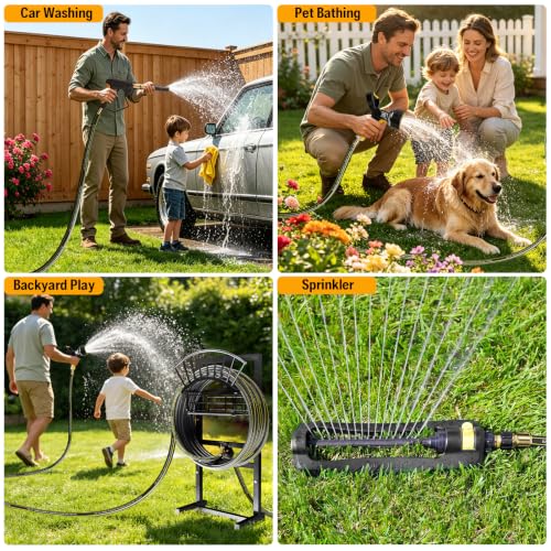 Garden Hose Holder with 45ft Kink Free Water Hose Kit