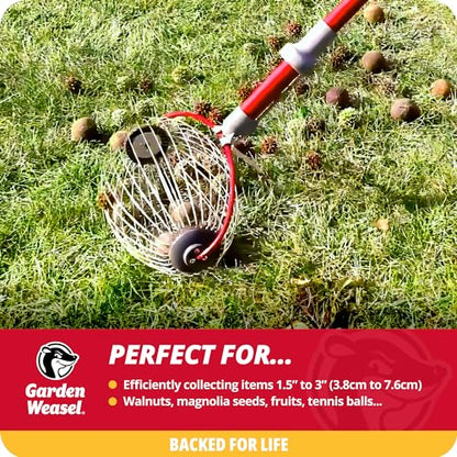 Garden Weasel Large Nut Collector Roller for Walnuts Apples Tennis Balls