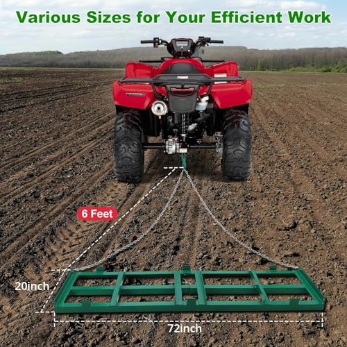 PioneerWorks 6FT Drag Harrow – Tow-Behind Leveler for ATV/UTV/Tractor