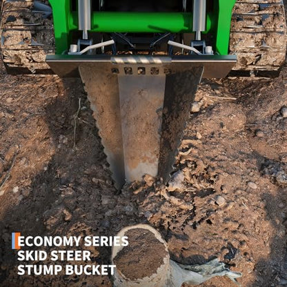 5/16” Economy Series Stump Bucket Attachment, Serrated Leading Edge, Black