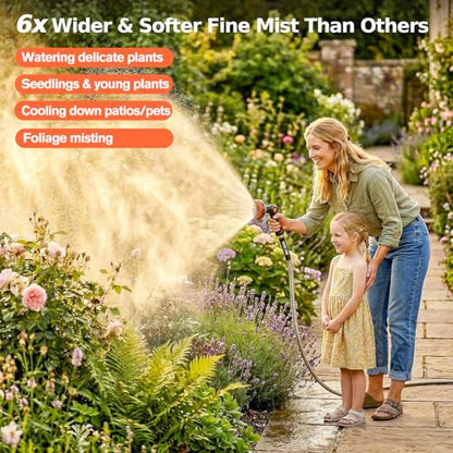 Rosy Earth 125ft Stainless Steel Garden Hose, Heavy Duty Metal Water Hose with 9 Functional Ultra-Wide Nozzle, No-Kink Outdoor Hoses Flexible Tough Water Hose Sprayer for Yard, RV - size: 125FT