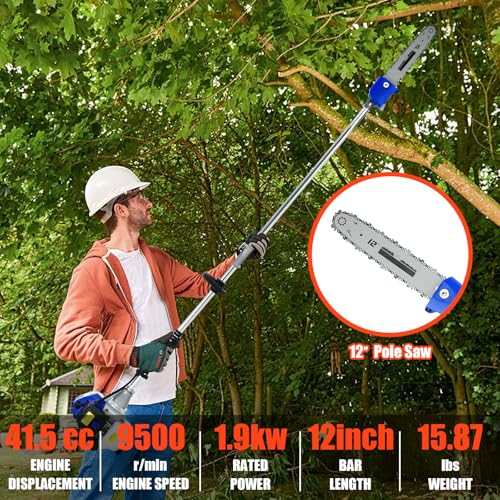 5 in 1 Gas Hedge Trimmer Weed Eater 41.5cc 2-Stroke Multi-Function Tools - color: Blue