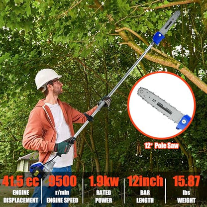 5 in 1 Gas Hedge Trimmer Weed Eater 41.5cc 2-Stroke Multi-Function Tools - color: Blue