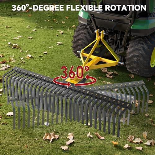 YITAMOTOR 3 Point Landscape Rock Rake for CAT 1, 5 FT Attach Tractor Rake - size: 60 Inch