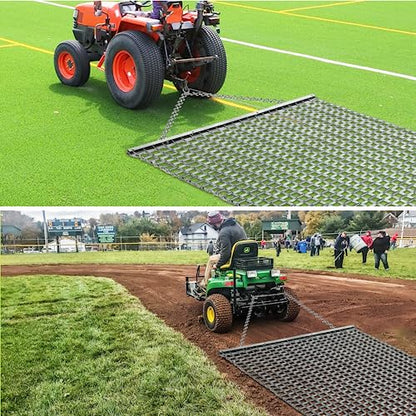 Rengue ATV/UTV 4x4 Feet Baseball Field Drag, Lawn Leveling Steel Mesh Heavy Duty Surface Leveling Mat, Drag Harrow for Gravel, Manual or Vehicle Driveway, Soil Leveling, Farm Garden, Football Field