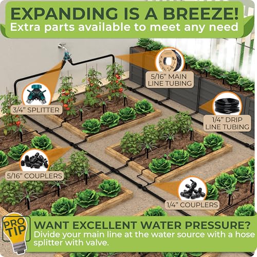 CARPATHEN Quick Connect Drip Irrigation System Kit with Sprinkler, 100 feet - size: Quick-Connect 100 feet