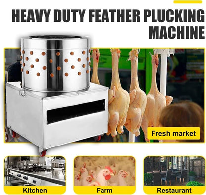 31.4" Stainless Steel Chicken Plucker Machine, 3000W 2HP Poultry De-Feather Remover, 245RPM Turkey Duck Fowl Plucker with Rubber Fingers for Home & Commercial Use - size: 31.4"-3000W