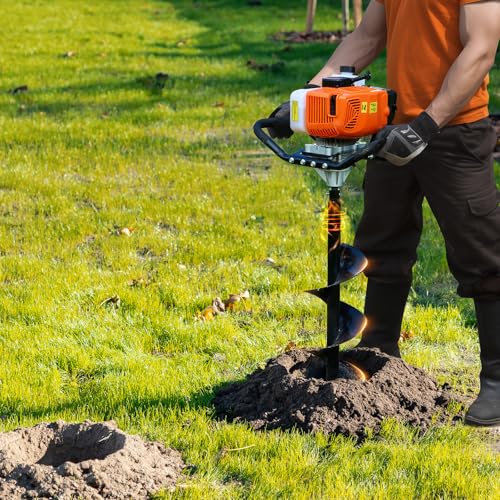VEVOR Post Hole Digger Gas Powered 63CC 2400W Earth Auger Fence Digger - style: 63CC+8"