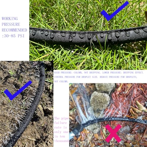 Secbulk 2026 Flat Soaker Hose 75 ft with Stakes for Garden, 75ft Linkable Drip Hose Diy Garden Irrigation System Saving 80% Water, Dual-layer Leak-free Design Water Hose with Holes - size: 75ft