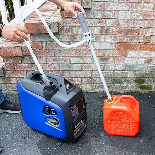 Deway Fuel Transfer Pump WAYPUMP07, D Battery, Extra Long Hose, Gray, Large - style: Basic