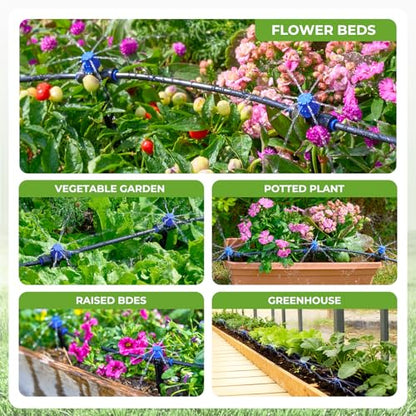 HIRALIY 100FT Drip Irrigation Kit for Raised Beds & Gardens - size: 100FT