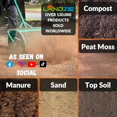 Compost Spreader 24 Inch, Peat Moss & Top Soil Roller - Landzie - size: 24 Inches