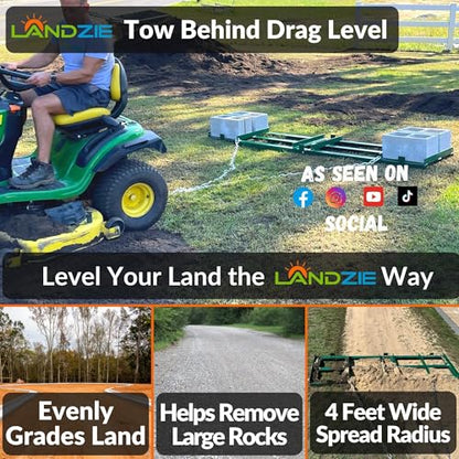 Drag Harrow 4 FT, Tow Behind Driveway Grader - Landzie - style: 4' Level