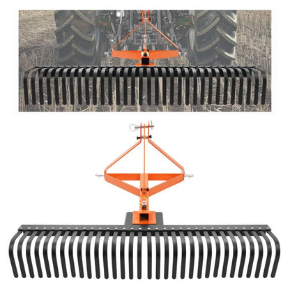 KUAFU 60 in Landscape Rake Compatible with Category-1 Tractor 3 Point - style: Orange