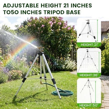 50" Brass Impact Sprinkler on Tripod Base 2pcs,Heavy Duty Tripod Sprinkler