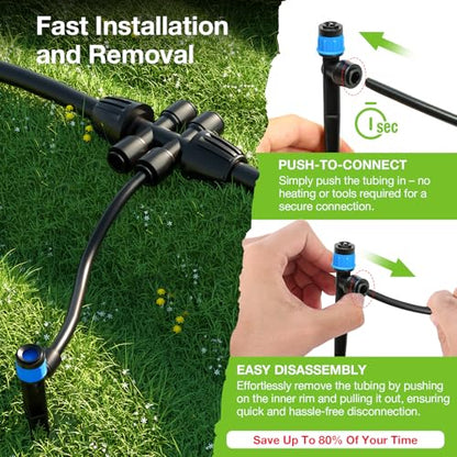 MIXC Greenhouse Micro Drip Irrigation Kit Automatic Irrigation System Patio Misting Plant Watering System with 1/4 inch 1/2 inch Irrigation Tubing Hose Adjustable Nozzle Emitters Barbed Fittings - size: (Upgraded) 26FT Main Tube+75FT 1/4'' Tube