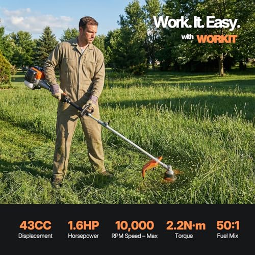 WORKIT 43cc 5-in-1 Gas Weed Wacker 17" Hedge Trimmer,Brush Cutter,Pole Saw - size: 43 cc