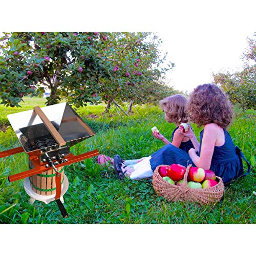 SQUEEZE master Fruit Wine Cider Press - Solid Wood Basket- 4.75 Gallon/18L-T Handle Bar -Fruit Apple Wine Classic Crusher -7 Litre/1.8Gallon Manual Grinder
