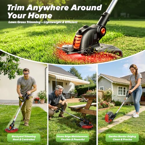 Battery Powered Weed Wacker Cordless Lightweight for Seniors & Small Lawns