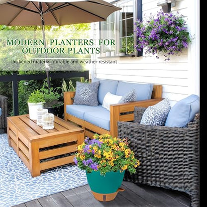 2 Pack 10 inch Plant Pots, Plastic Self Watering Planters - color: Turquoise, size: 10 inches