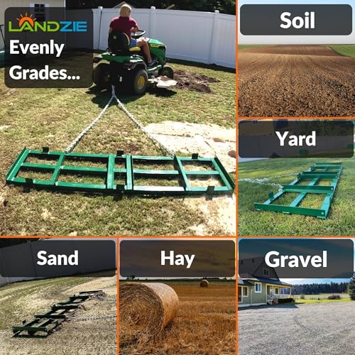 Drag Harrow 8 FT, Tow Behind Driveway Grader - Landzie - style: 8' Level