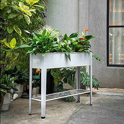Metal Raised Garden Bed,Raised Planter Box with Legs,Herbs and Vegetables Planter Suitable for Outdoor Patio Deck and Porch (Gray) - color: Standard Gray