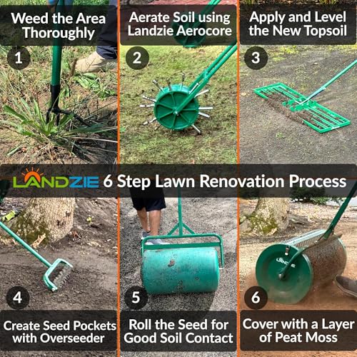 LANDZIE - Compost Spreader 24 Inch, Peat Moss & Top Soil Roller - size: 24 Inches