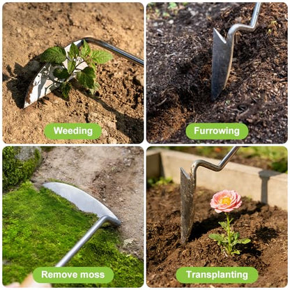 Sickle Hoe Crack Weeder, Stainless Steel Japanese Weeding Sickle