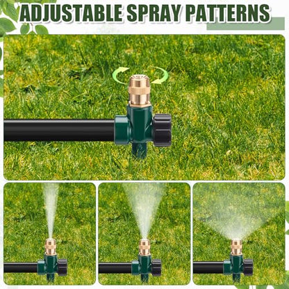 Tioncy 4 Pack Metal Lawn Sprinklers with Adjustable Brass Nozzle, Green - color: Green