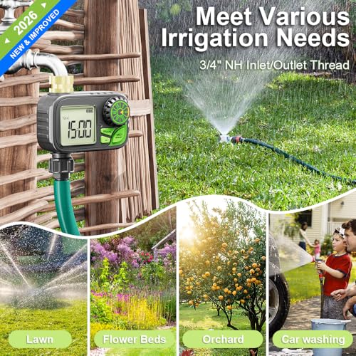 Sprinkler Timer Programmable Water Hose Timer with Rain Delay, Brass Inlet - color: Gray