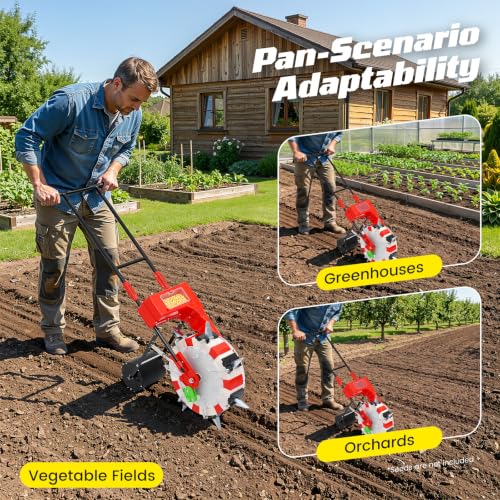 Walk-Behind Row Crop Planter, Hand-Push Garden Seeder with 7 Seed Nozzles - size: 7 Nozzles
