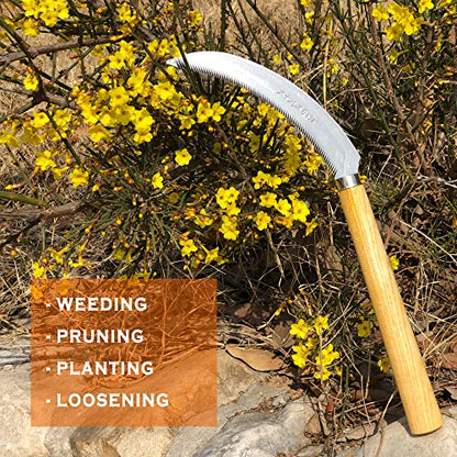 Grass Sickle Hoe Gardening Handheld Tool Weeding Tools for Garden (Yellow) - color: Yellow