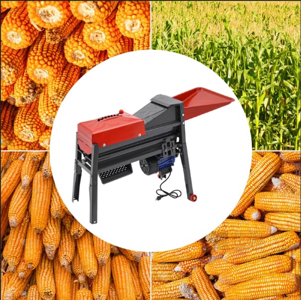 Corn Thresher Machine, Heavy Duty Electric Corn Sheller with Wheels, Automatic Corn Stripping Machine with 13 Adjustable Speed for Homes, Farms, Threshing Rate 99%