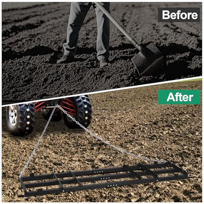 6 FT Drag Harrow Driveway Grader with 5 FT Chain - size: 6 FT