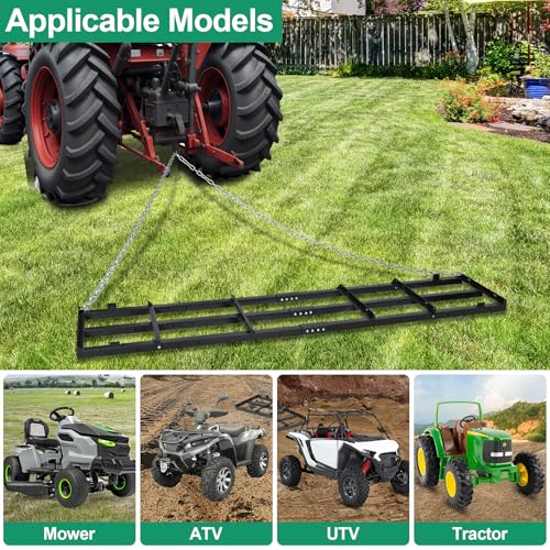 8 FT Drag Harrow Driveway Grader with 6 FT Chain - size: 8 FT