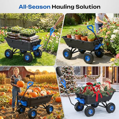 Wheelbarrow Garden Dump Cart Wagon 4 Cu.Ft. - color: 900lbs|blue