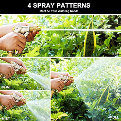 ESOW Heavy Duty Metal Garden Hose Nozzle, High Pressure Water Hose Nozzle with 4 Spray Patterns Rotating, Ideal for Outdoor Lawn & Garden Watering, Car & Pet Washing, Silver - color: Silver
